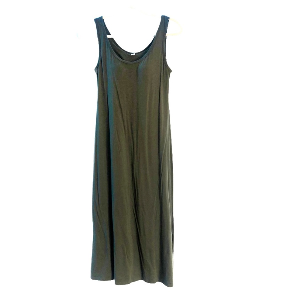 Olive green dress with built-in padded bra - Small